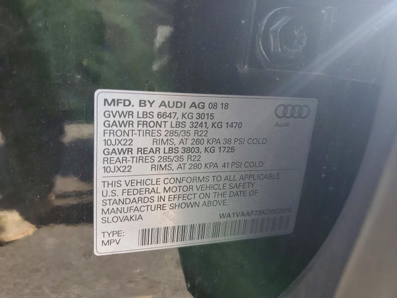 Aukcja sprzedaży 2019 Audi Q7, vin: WA1VAAF73KD002800, numer aukcji: 68222256