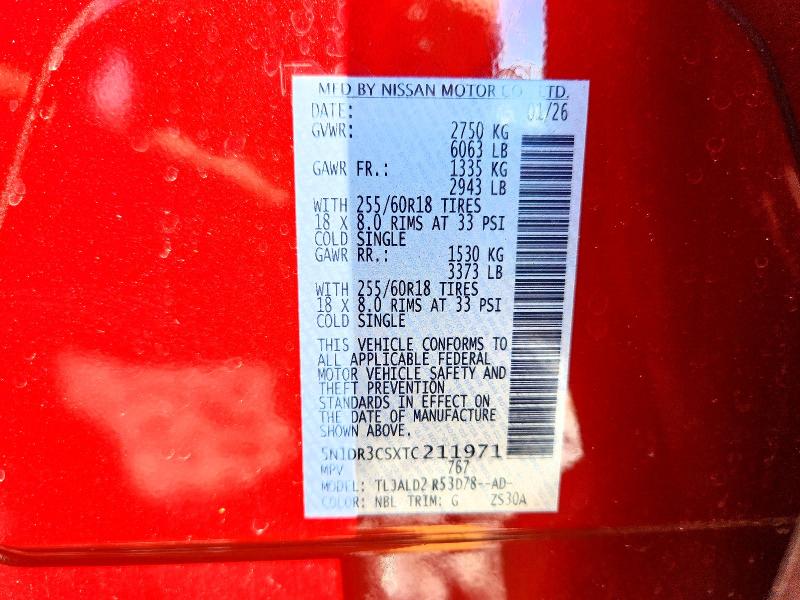 Продаж на аукціоні авто 2026 Nissan Pathfinder, vin: 5N1DR3CSXTC211971, номер лоту: 69552316