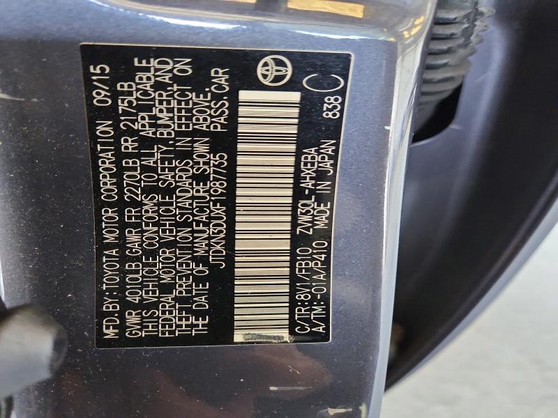 70134106 :رقم المزاد ، JTDKN3DUXF1987735 vin ، 2015 Toyota Prius مزاد بيع