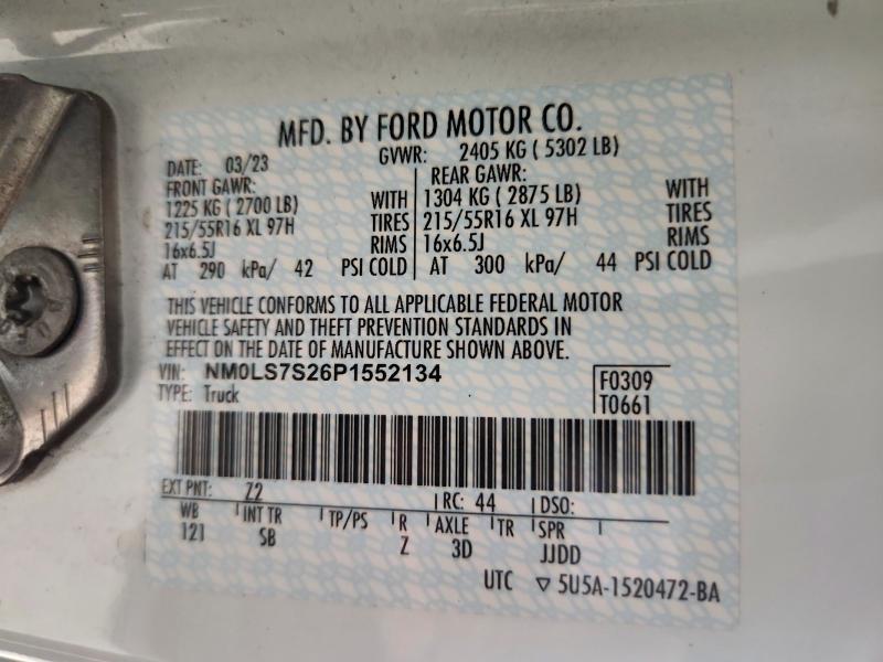 Aukcja sprzedaży 2023 Ford Transit Connect, vin: NM0LS7S26P1552134, numer aukcji: 68414656