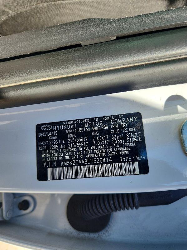 Продажа на аукционе авто 2020 Hyundai Kona, vin: KM8K2CAA8LU526414, номер лота: 69389436
