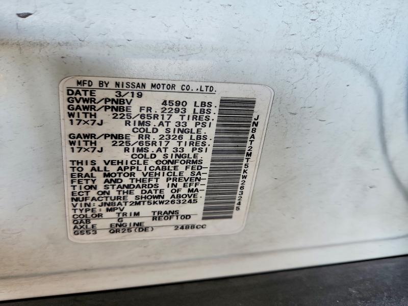 Aukcja sprzedaży 2019 Nissan Rogue, vin: JN8AT2MT5KW263245, numer aukcji: 69966766
