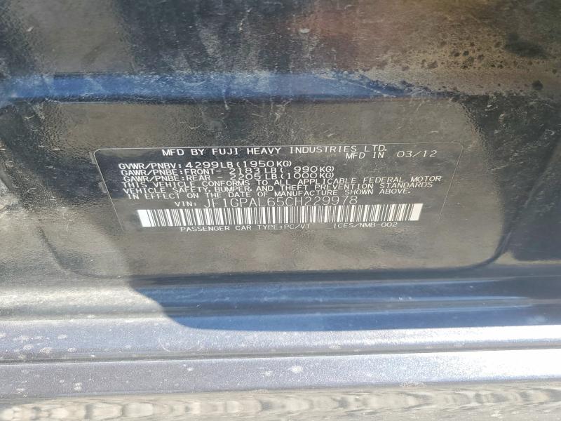 Aukcja sprzedaży 2012 Subaru Impreza, vin: JF1GPAL65CH229978, numer aukcji: 67622516