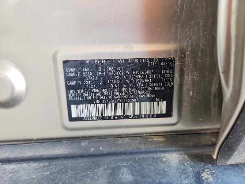 Продаж на аукціоні авто 2014 Subaru Outback, vin: 4S4BRCLCXE3303987, номер лоту: 67368526