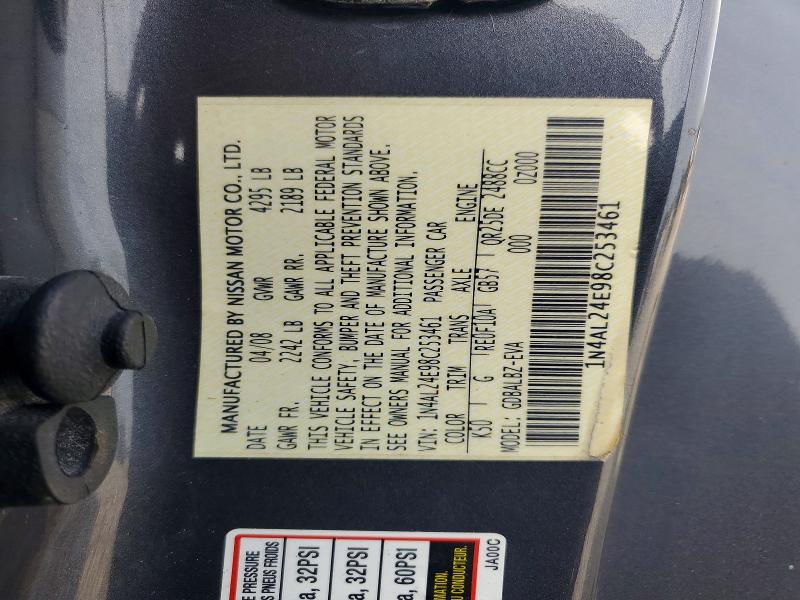 2008 Nissan Altima მანქანა იყიდება აუქციონზე, vin: 1N4AL24E98C253461, აუქციონის ნომერი: 67836586