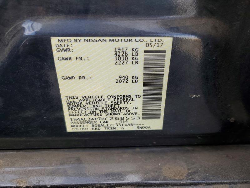 Aukcja sprzedaży 2017 Nissan Altima, vin: 1N4AL3AP7HC268553, numer aukcji: 69386926