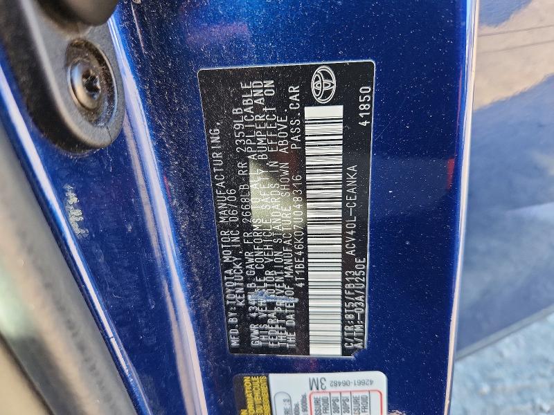 Aukcja sprzedaży 2007 Toyota Camry, vin: 4T1BE46K07U048316, numer aukcji: 70371576