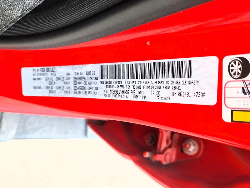 67483006 :رقم المزاد ، 1C6RREJT0KN581743 vin ، 2019 Ram 1500 مزاد بيع