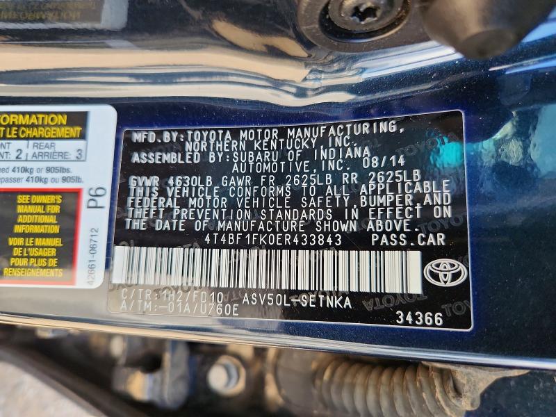 Продаж на аукціоні авто 2014 Toyota Camry, vin: 4T4BF1FK0ER433843, номер лоту: 65909366