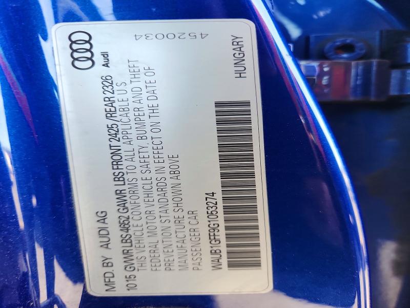 Aukcja sprzedaży 2016 Audi S3, vin: WAUB1GFF9G1053274, numer aukcji: 68956616