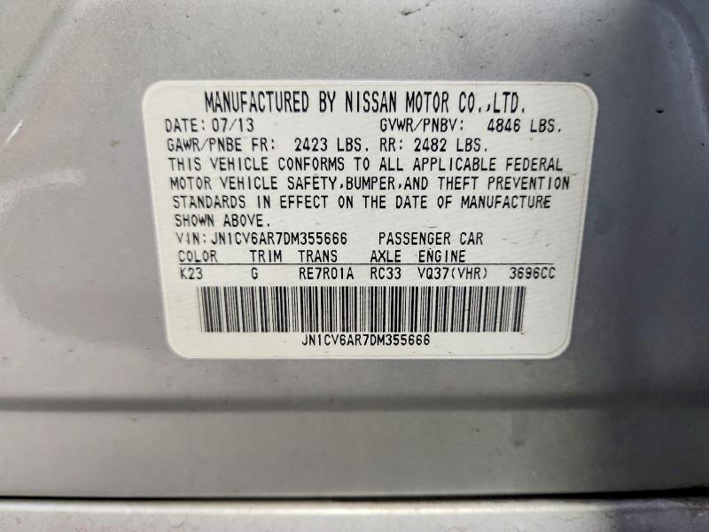 69977166 :رقم المزاد ، JN1CV6AR7DM355666 vin ، 2013 Infiniti G37 Sedan مزاد بيع