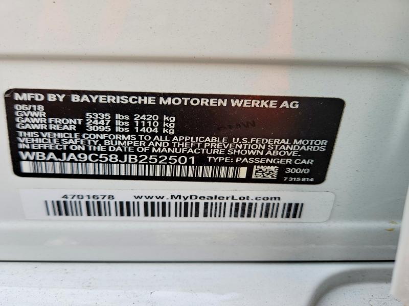 Aukcja sprzedaży 2018 Bmw 530e, vin: WBAJA9C58JB252501, numer aukcji: 67171606