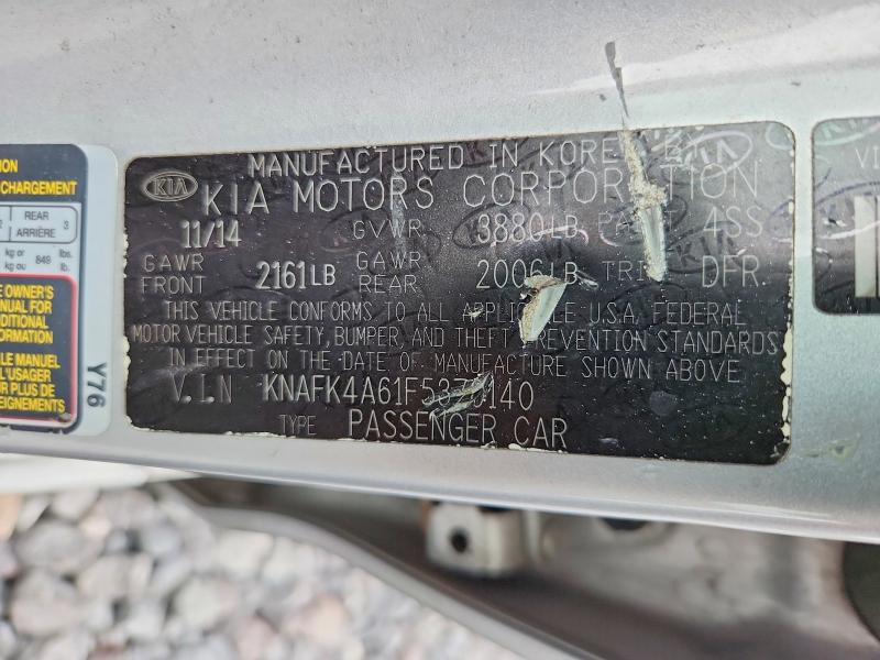 68490616 :رقم المزاد ، KNAFK4A61F5370140 vin ، 2015 Kia Forte مزاد بيع