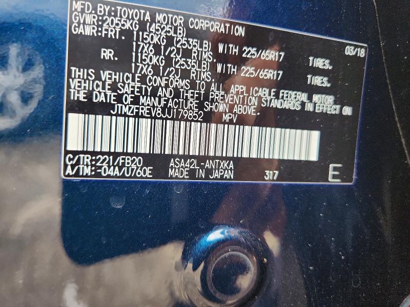 67480016 :رقم المزاد ، JTMZFREV8JJ179852 vin ، 2018 Toyota Rav4 مزاد بيع