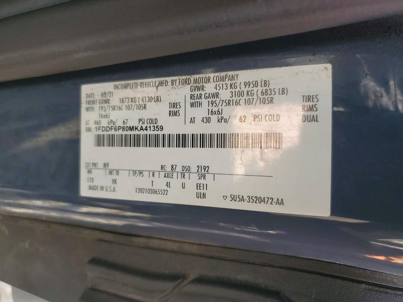 Продаж на аукціоні авто 2021 Ford Transit, vin: 1FDDF6P80MKA41359, номер лоту: 67044766