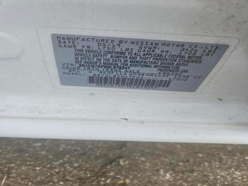 69861016 :رقم المزاد ، 3N1CN7AP9KL879347 vin ، 2019 Nissan Versa مزاد بيع