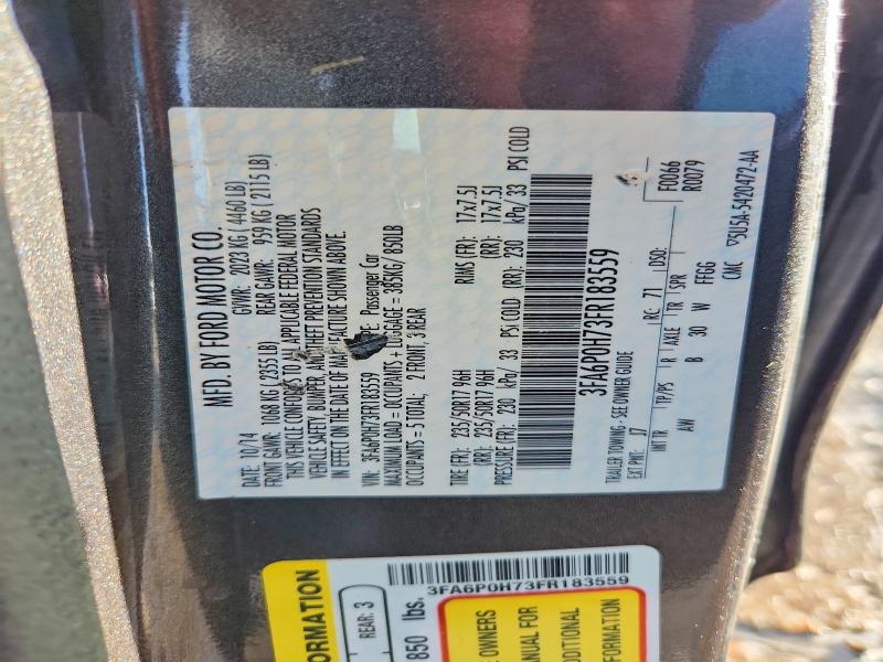 Aukcja sprzedaży 2015 Ford Fusion, vin: 3FA6P0H73FR183559, numer aukcji: 68707326