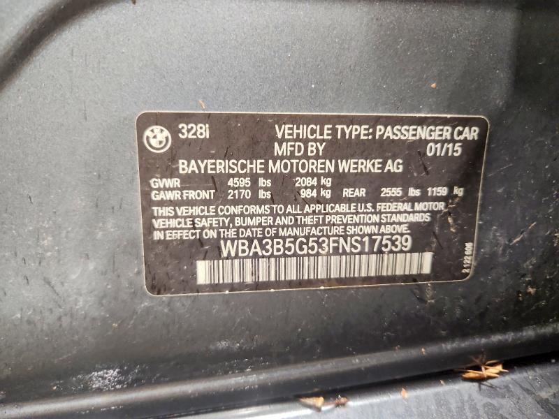 67255906 :رقم المزاد ، WBA3B5G53FNS17539 vin ، 2015 Bmw 328 مزاد بيع