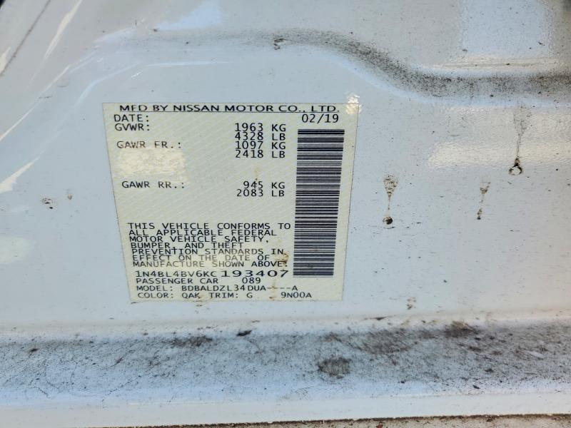 Aukcja sprzedaży 2019 Nissan Altima, vin: 1N4BL4BV6KC193407, numer aukcji: 69234516
