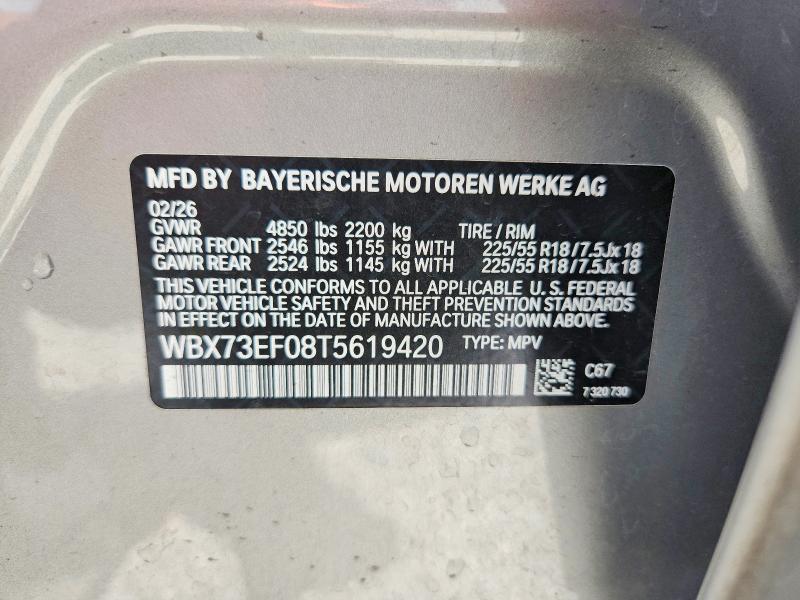 69192136 :رقم المزاد ، WBX73EF08T5619420 vin ، 2026 Bmw X1 مزاد بيع