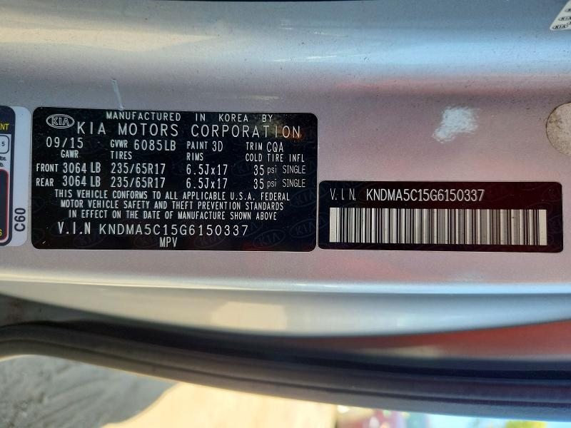 Auction sale of the 2016 Kia Sedona, vin: KNDMA5C15G6150337, lot number: 68289926