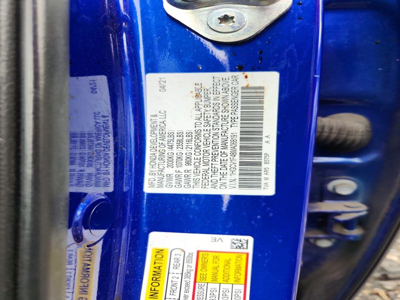 2021 Honda Accord მანქანა იყიდება აუქციონზე, vin: 1HGCV1F48MA068191, აუქციონის ნომერი: 70532946