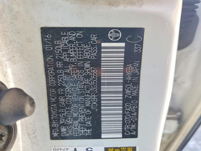 Aukcja sprzedaży 2016 Toyota Prius, vin: JTDKBRFU3G3505587, numer aukcji: 70243796
