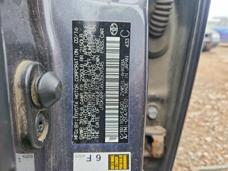 70704666 :رقم المزاد ، JTDKARFU6G3509345 vin ، 2016 Toyota Prius مزاد بيع