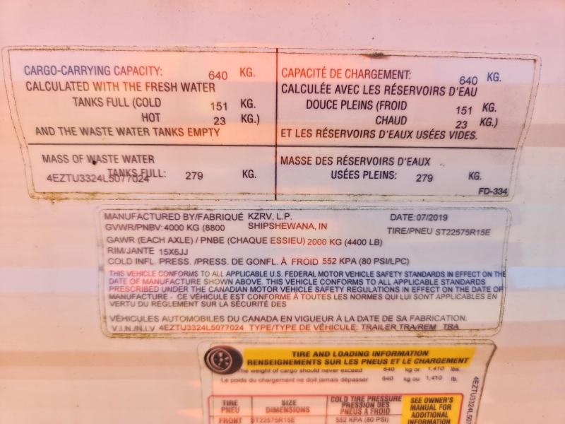 Auction sale of the 2020 Kz Sportsmen, vin: 4EZTU3324L5077024, lot number: 70522286