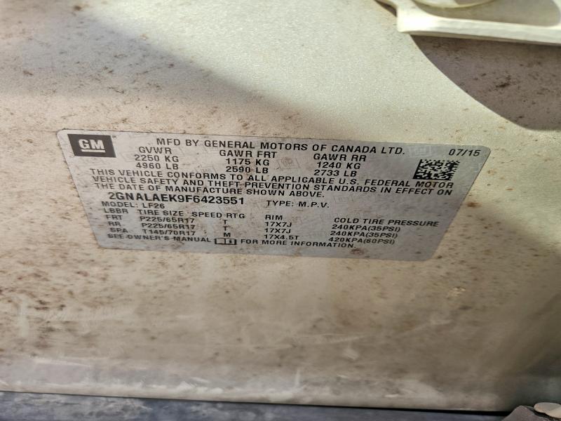 Aukcja sprzedaży 2015 Chevrolet Equinox, vin: 2GNALAEK9F6423551, numer aukcji: 67667176