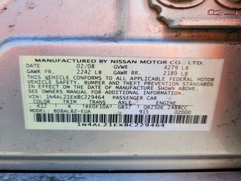 Aukcja sprzedaży 2008 Nissan Altima, vin: 1N4AL21EX8C229464, numer aukcji: 69497236