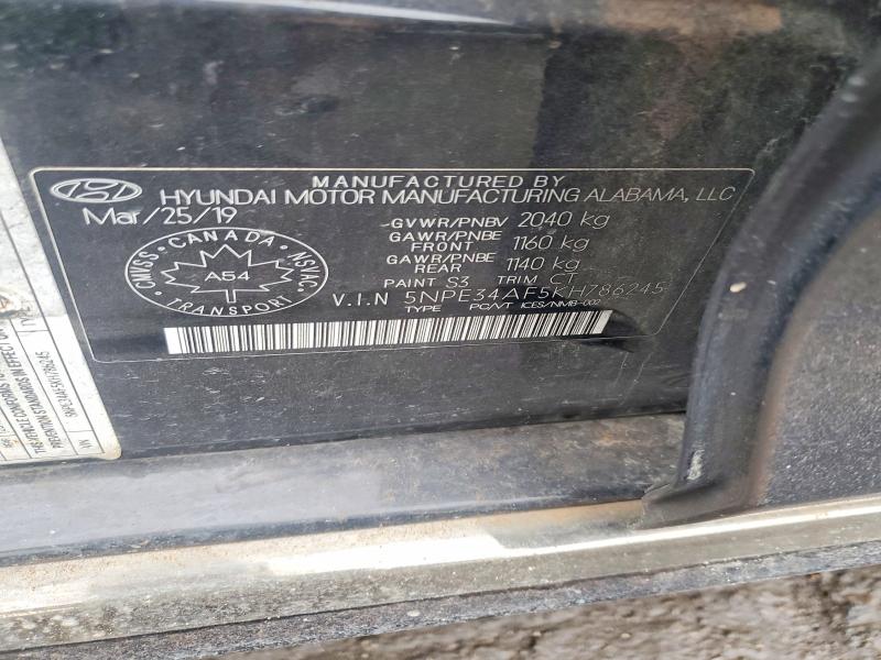 69359716 :رقم المزاد ، 5NPE34AF5KH786245 vin ، 2019 Hyundai Sonata مزاد بيع