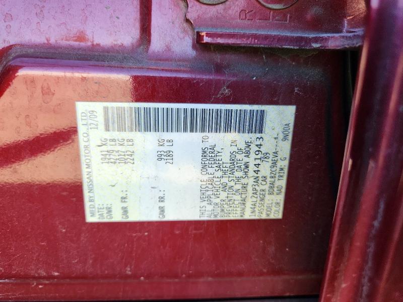 Продажа на аукционе авто 2010 Nissan Altima, vin: 1N4AL2AP3AN441943, номер лота: 67755106