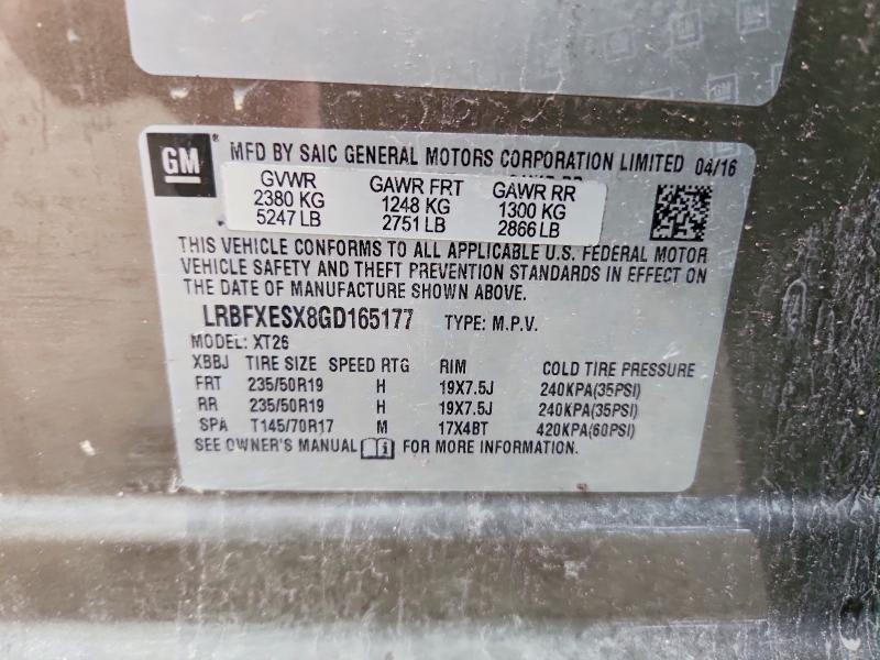 67163906 :رقم المزاد ، LRBFXESX8GD165177 vin ، 2016 Buick Envision مزاد بيع