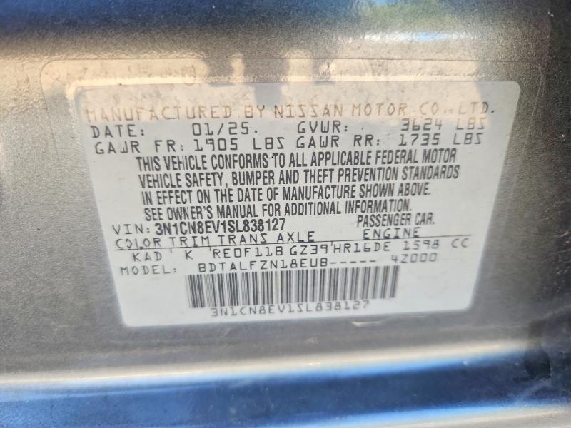 Продажа на аукционе авто 2025 Nissan Versa, vin: 3N1CN8EV1SL838127, номер лота: 70779456