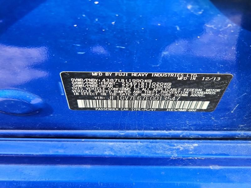 Aukcja sprzedaży 2014 Subaru Impreza, vin: JF1GV7E67EG013547, numer aukcji: 70649196