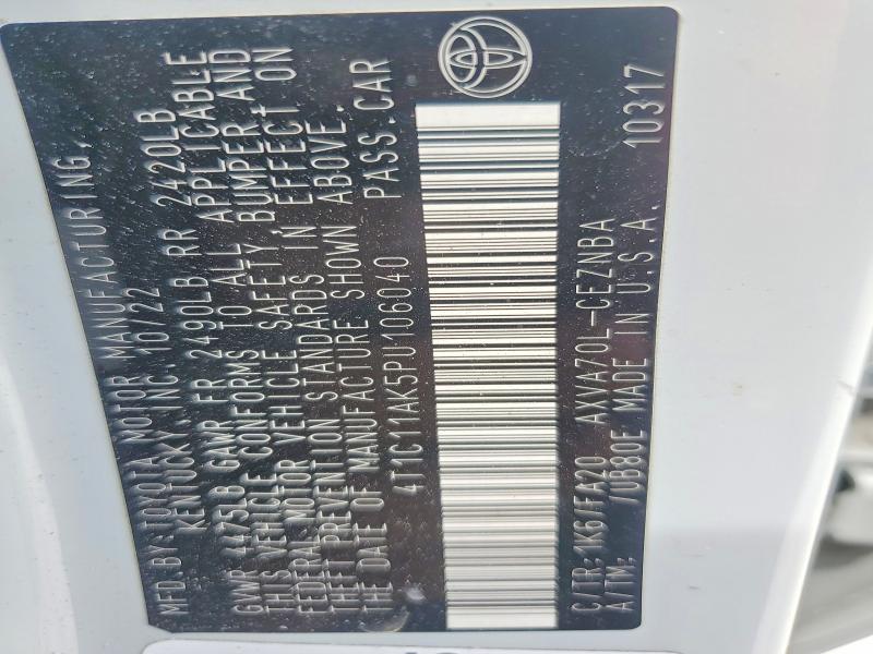 Auction sale of the 2023 Toyota Camry, vin: 4T1C11AK5PU106040, lot number: 68184886