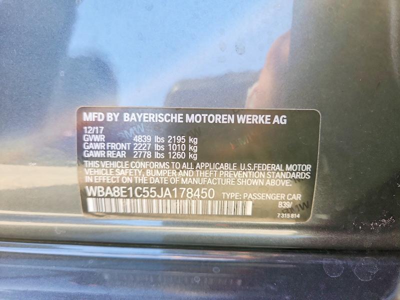 2018 Bmw 330e მანქანა იყიდება აუქციონზე, vin: WBA8E1C55JA178450, აუქციონის ნომერი: 70725226