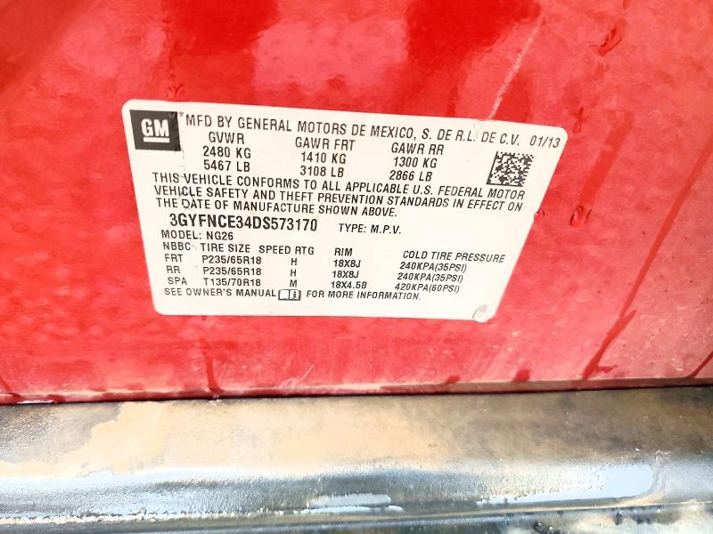 Auction sale of the 2013 Cadillac Srx, vin: 3GYFNCE34DS573170, lot number: 67694436