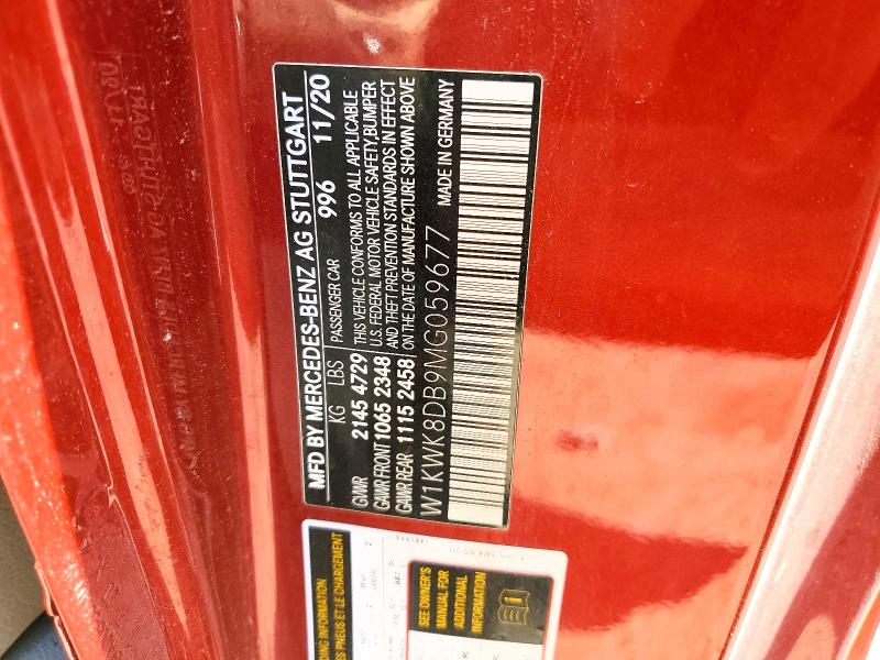 67994766 :رقم المزاد ، W1KWK8DB9MG059677 vin ، 2021 Mercedes-benz C مزاد بيع