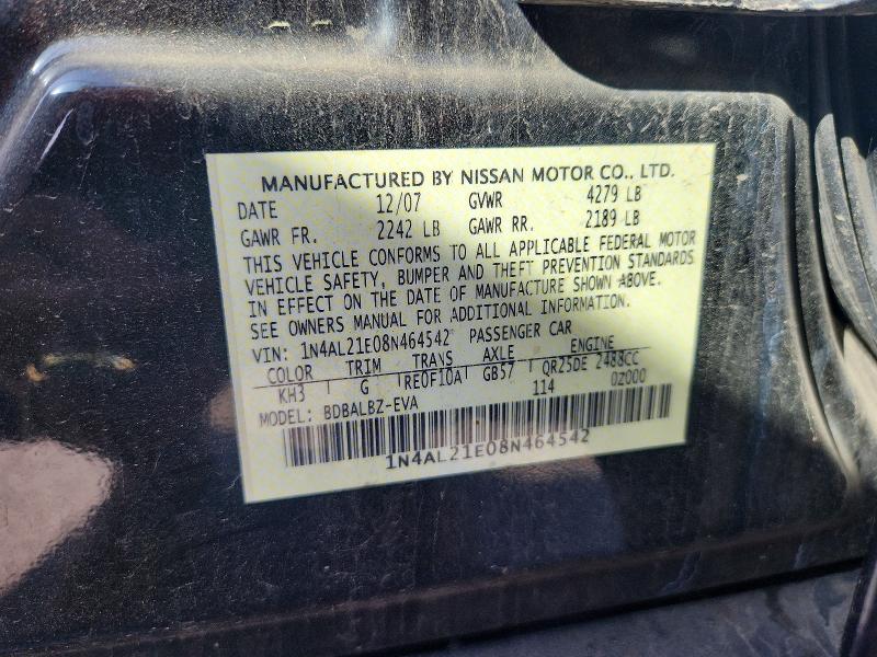 Aukcja sprzedaży 2008 Nissan Altima, vin: 1N4AL21E08N464542, numer aukcji: 69411176
