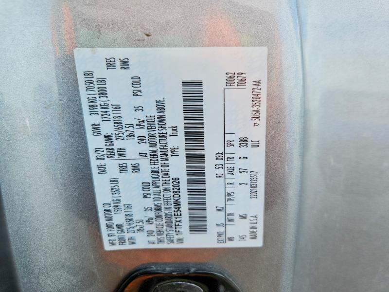 2021 Ford F150 მანქანა იყიდება აუქციონზე, vin: 1FTFX1E54MKD82026, აუქციონის ნომერი: 69915496