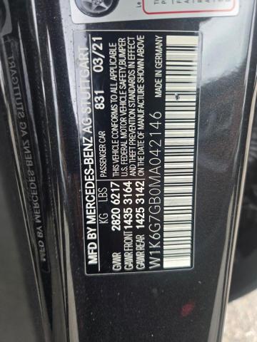 70305686 :رقم المزاد ، W1K6G7GB0MA042146 vin ، 2021 Mercedes-benz S مزاد بيع