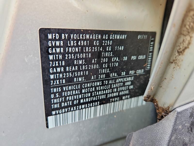 Aukcja sprzedaży 2011 Volkswagen Tiguan, vin: WVGBV7AX2BW536393, numer aukcji: 67658096