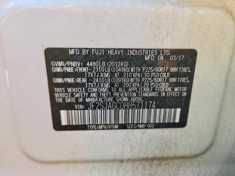 Продажа на аукционе авто 2017 Subaru Forester, vin: JF2SJAGC0HH571174, номер лота: 69184776