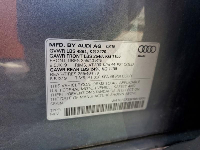 68485766 :رقم المزاد ، WA1GFCFS9FR014503 vin ، 2015 Audi Q3 مزاد بيع