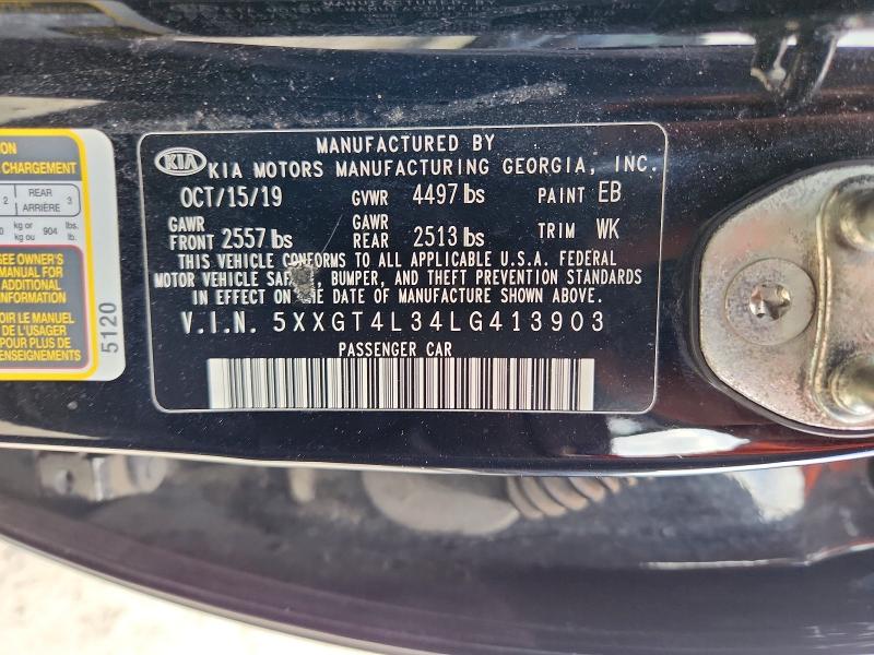 68980316 :رقم المزاد ، 5XXGT4L34LG413903 vin ، 2020 Kia Optima مزاد بيع