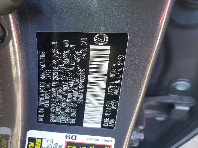 2023 Lexus Es მანქანა იყიდება აუქციონზე, vin: 58ABA1C18PU033125, აუქციონის ნომერი: 67723916
