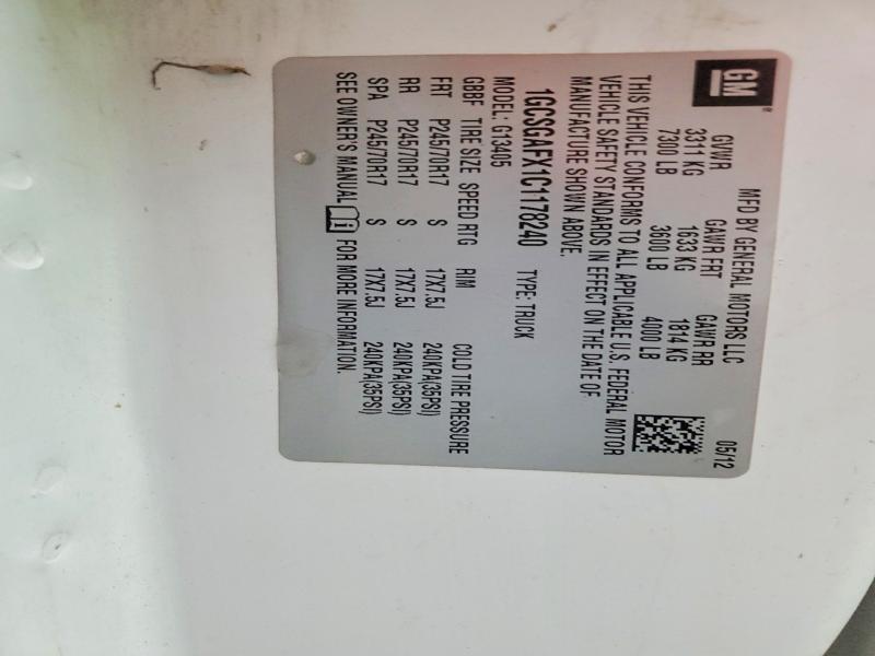 Aukcja sprzedaży 2012 Chevrolet Express G1500, vin: 1GCSGAFX1C1178240, numer aukcji: 67365976