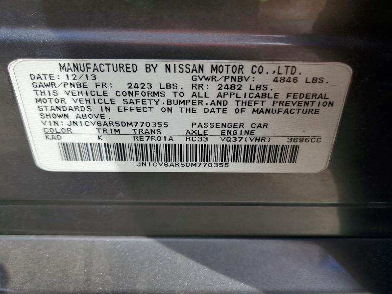 Продаж на аукціоні авто 2013 Infiniti G37 Sedan, vin: JN1CV6AR5DM770355, номер лоту: 70691776